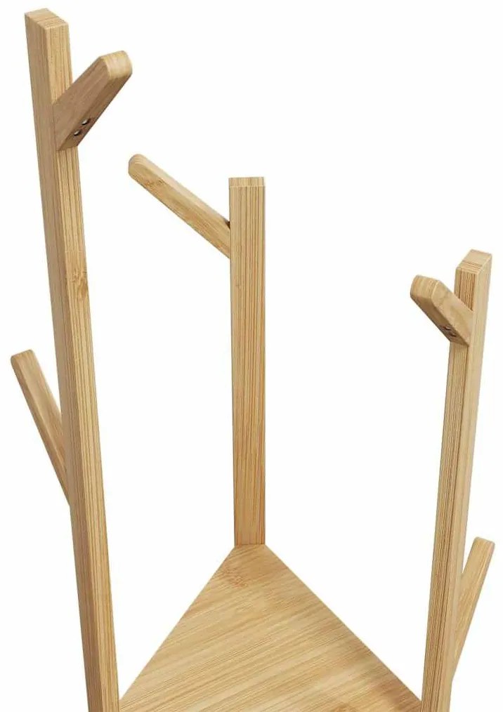 kabátállvány kampókkal és polcokkal bambusz 39x33x166cm bambusz