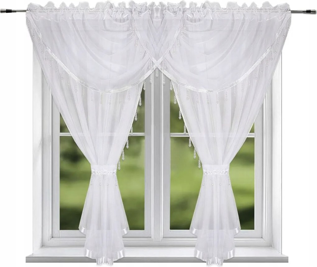 Függöny Kész 400 x 160 cm Fátyol Függöny Gyöngyök Karnis Víz