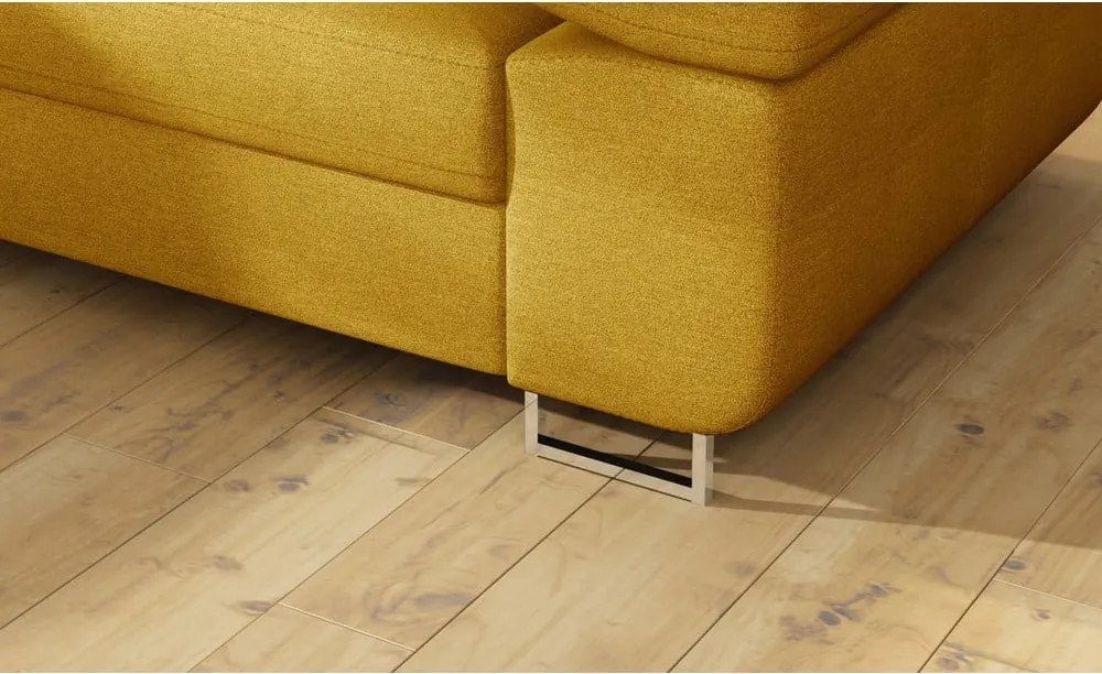 Sárga kinyitható-tárolóhelyes sarokkanapé (bal oldali-L alakú) Anton – ELTAP