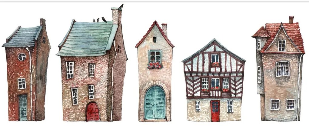 Kép - Akvarell házak (120x50 cm)