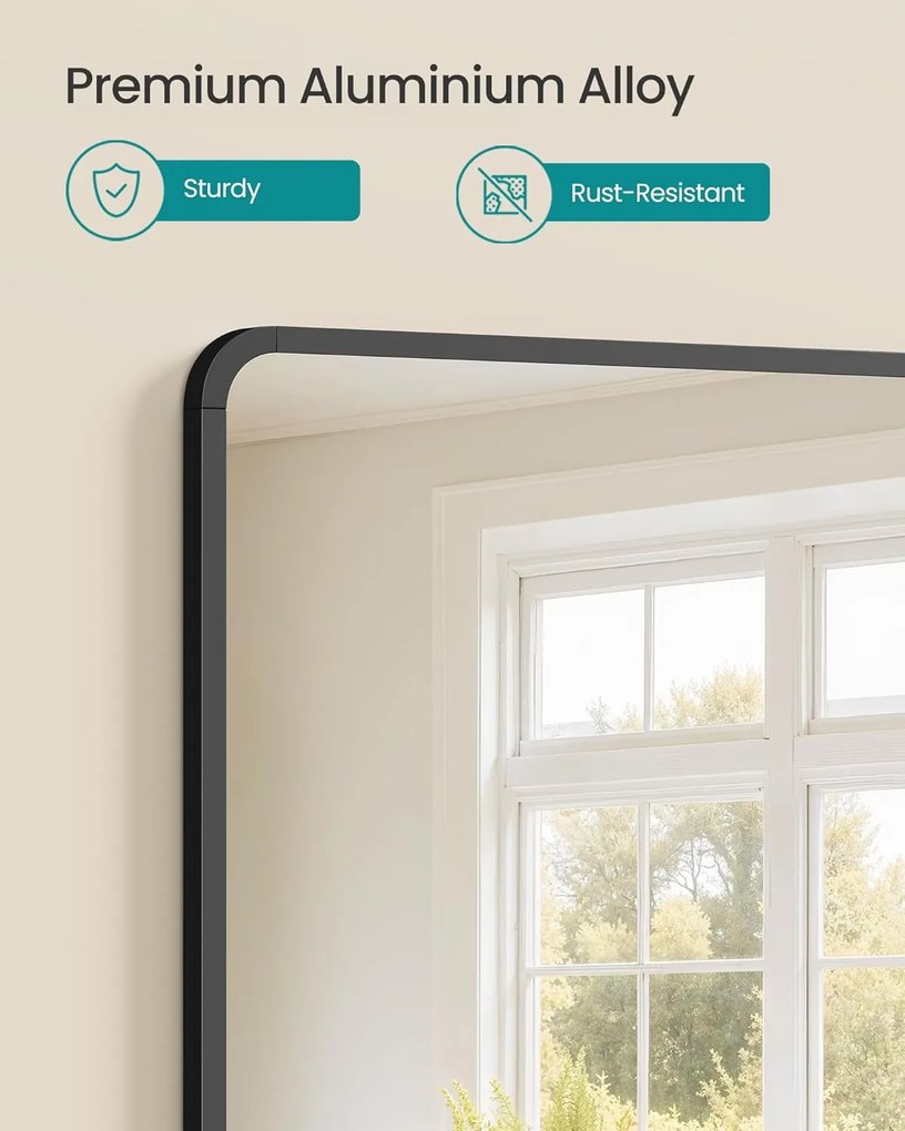 SONGMICS fürdőszobai tükör, falra szerelhető kozmetikai tükör, téglalap alakú, alumínium keret