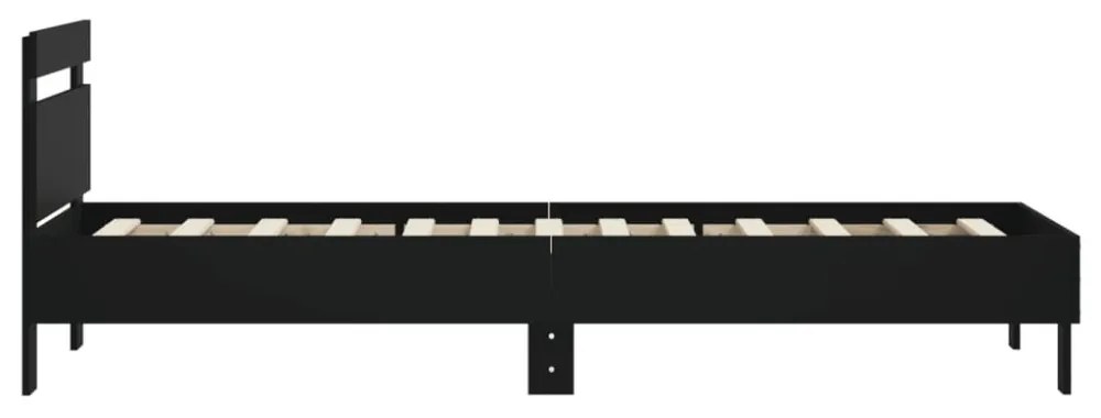 fekete szerelt fa ágykeret fejtámlával 90 x 190 cm