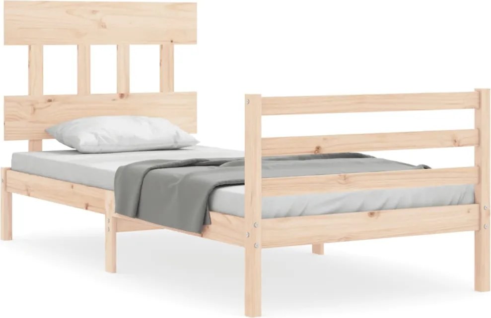vidaXL tömör fa ágykeret fejtámlával 90 x 200 cm