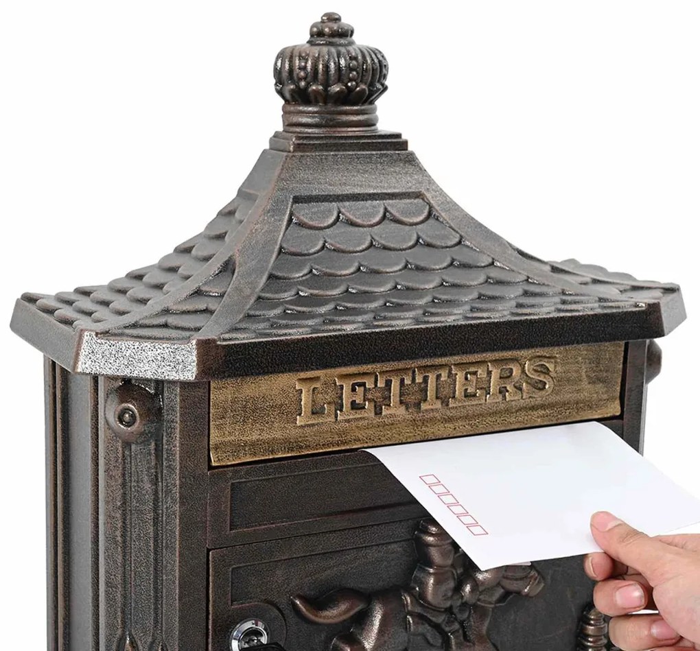 vidaXL Fali Postafiók Bronz 40.5 x 15.5 x 44 cm Öntött alumínium