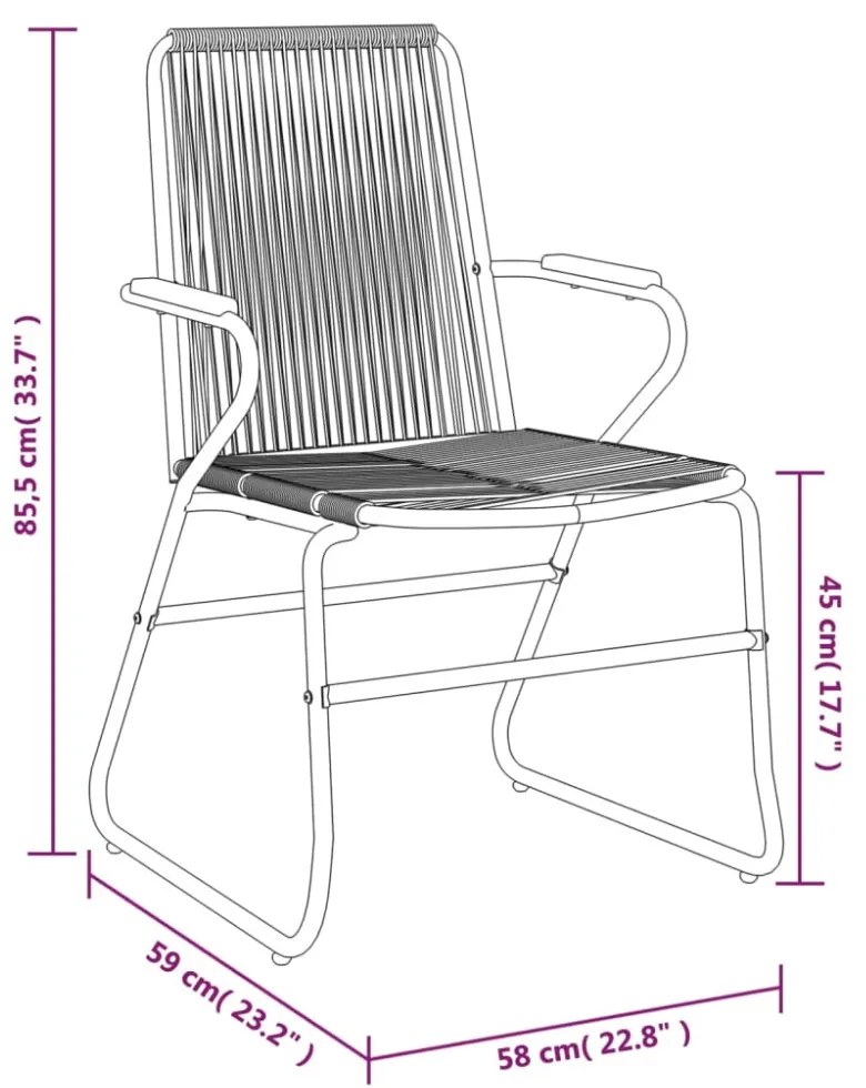 2 db fekete PVC rattan kerti szék 58 x 59 x 85,5 cm