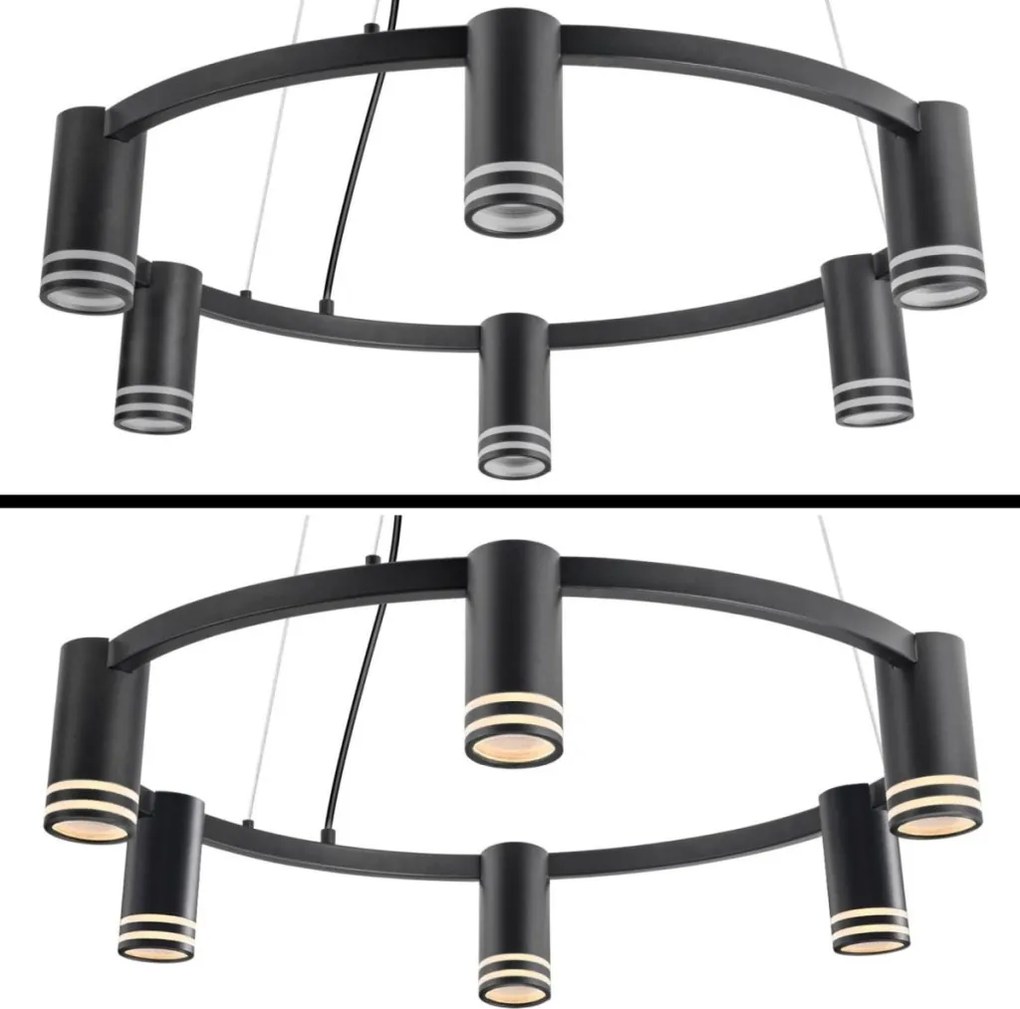 POLUX 327574 ROMA Modern Led Függesztett Lámpa Fekete GU10 IP20