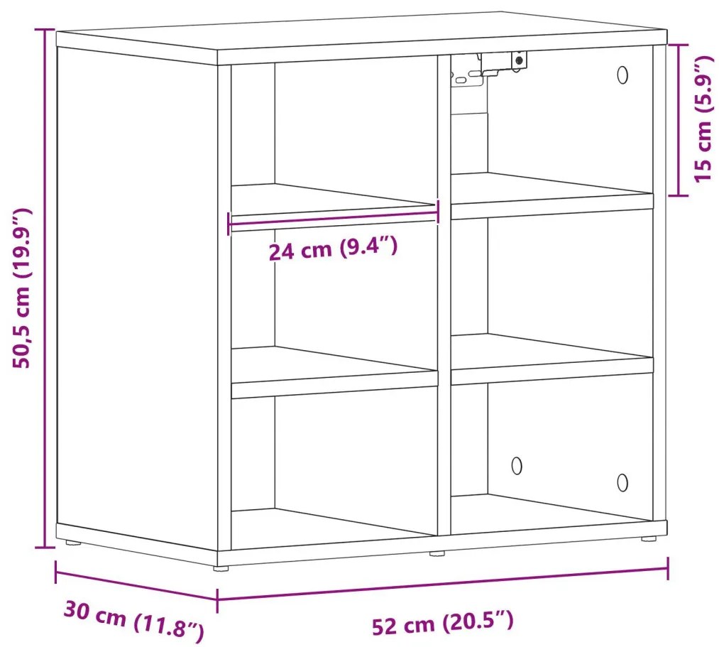 Cipőszekrények 2 db Fekete tölgy 52,5x30x50 cm