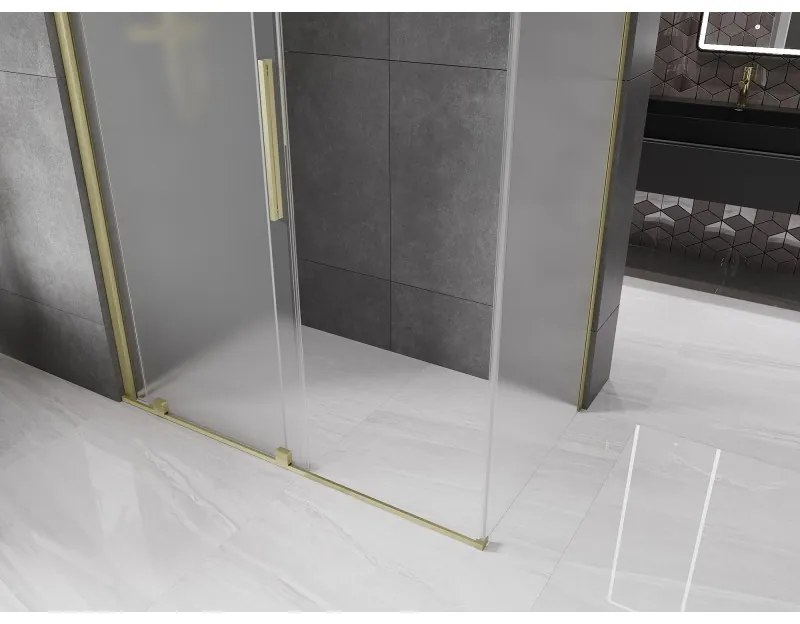 Mexen Velar, tolóajtós zuhanykabin 160 x 70 cm, 8 mm matt üveg, arany matt, 871-160-070-31-55