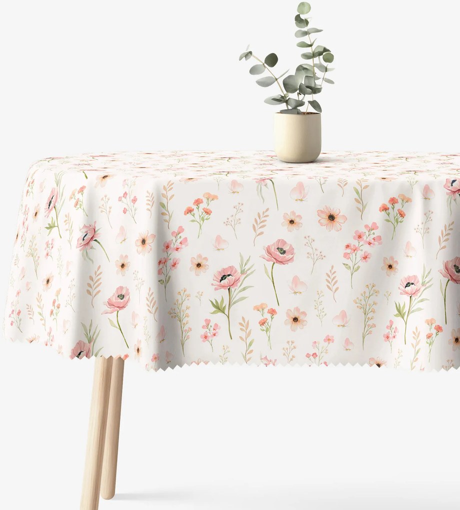 Goldea ovális teflonos terítő - rózsaszín virágok 140 x 180 cm