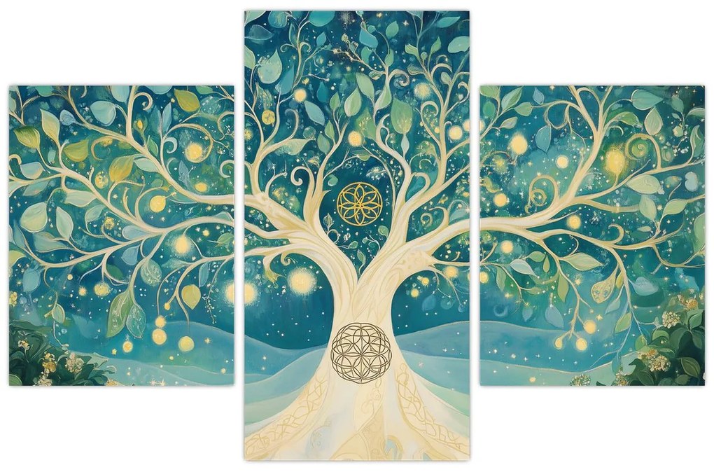 Kép – Mágikus fa spirálokkal (90x60 cm)