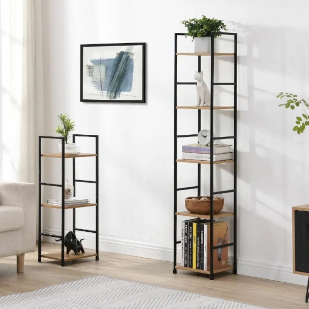 Intenso Home 3 szintes nyitott könyvespolc 29 x 80cm (Aranytölgy) | Univerzális tároló állvány fém lábakkal