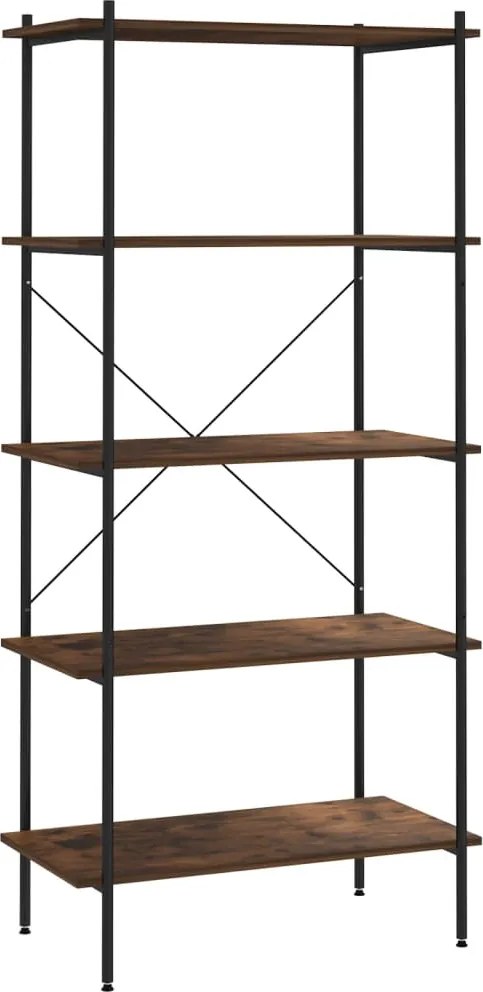 vidaXL fekete és sötét faszínű 4 szintes polcrendszer 80 x 40 x 163 cm