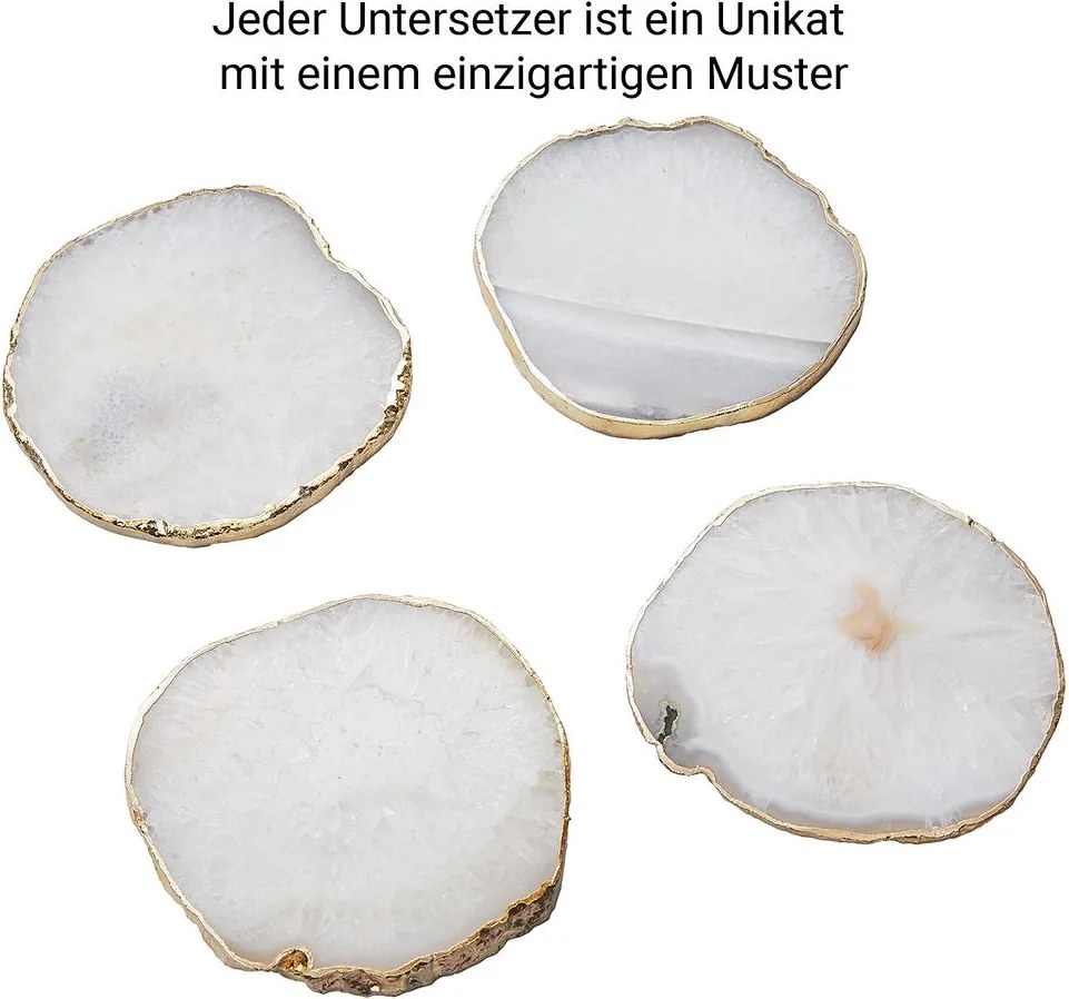CRYSTAL poháralátét arany szegéllyel, fehér kvarc Ø10cm