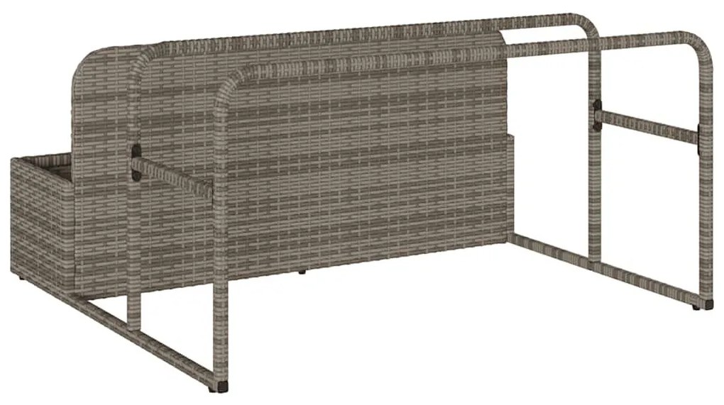 szürke polyrattan medence melletti úszótároló 110x100x57 cm