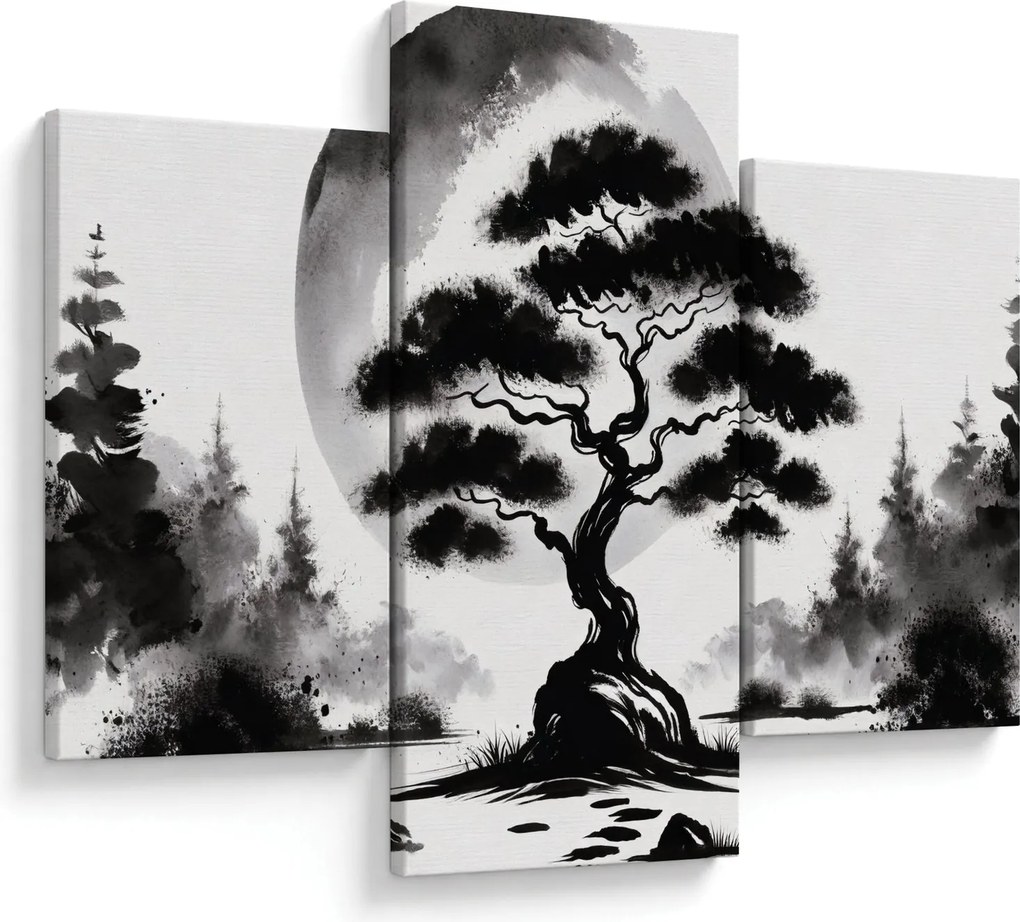 Kép – Fekete-fehér bonsai (90x60 cm)