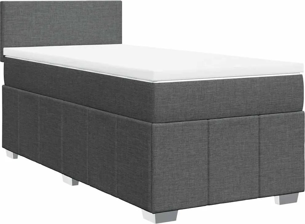 vidaXL sötétszürke szövet rugós ágy matraccal 80 x 200 cm