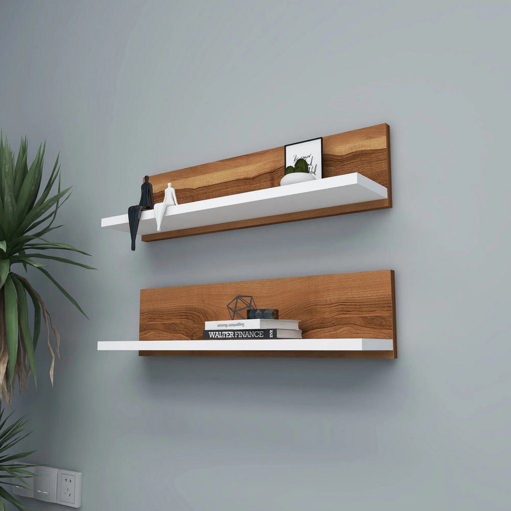 Fali polc Shelf - Diós, Fehér