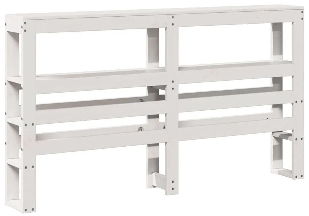 fehér tömör fenyőfa fejtámla polcokkal 140 cm