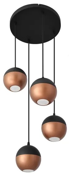 LED Csillár zsinóron MIDWAY 4xGU10/4,8W/230V fekete/réz