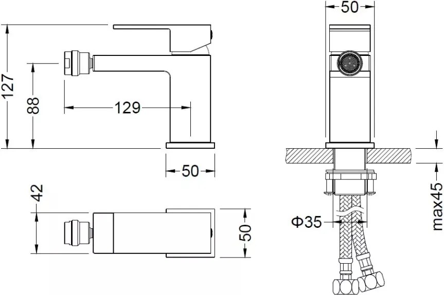 AREZZO design CUBEFIELD bidé csaptelep, szálcsiszolt arany