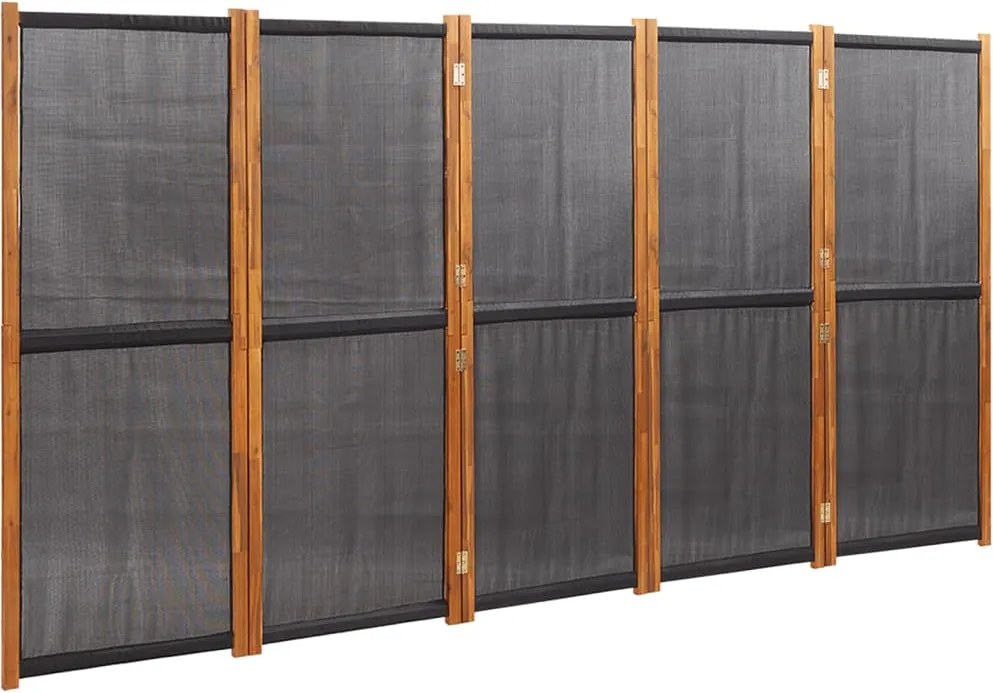 vidaXL fekete 5 paneles térelválasztó 350x180 cm