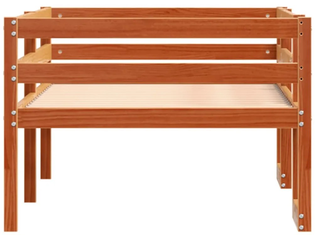 viaszbarna tömör fenyőfa gyerekágykeret 90 x 200 cm