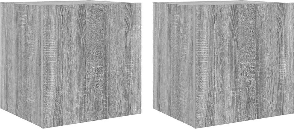 vidaXL 2 db szürke sonoma fali TV-szekrény LED-ekkel 40,5x35x40 cm