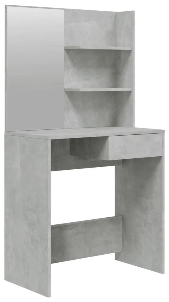 Betonszürke fésülködőasztal tükörrel 74,5 x 40 x 141 cm
