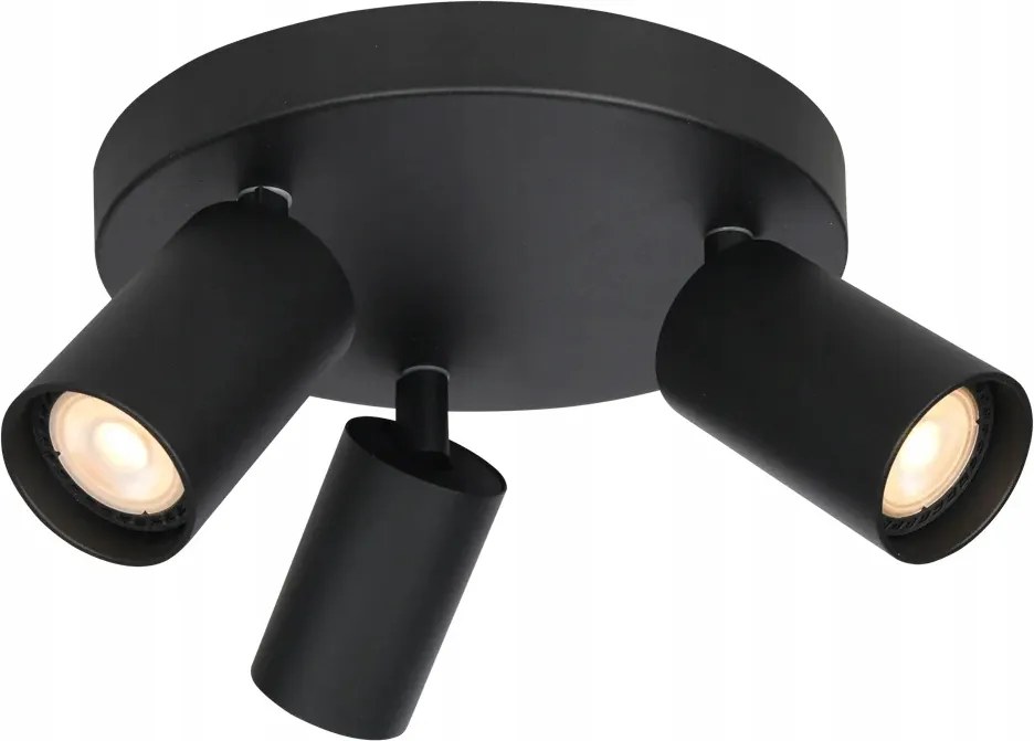 Italux Nesto Mennyezeti Lámpa Fekete Ø22cm Mozgatható 3xGU10 10W