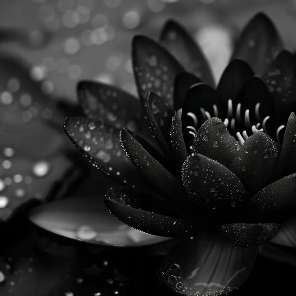 Poszter 40x40cm Lótusz fekete