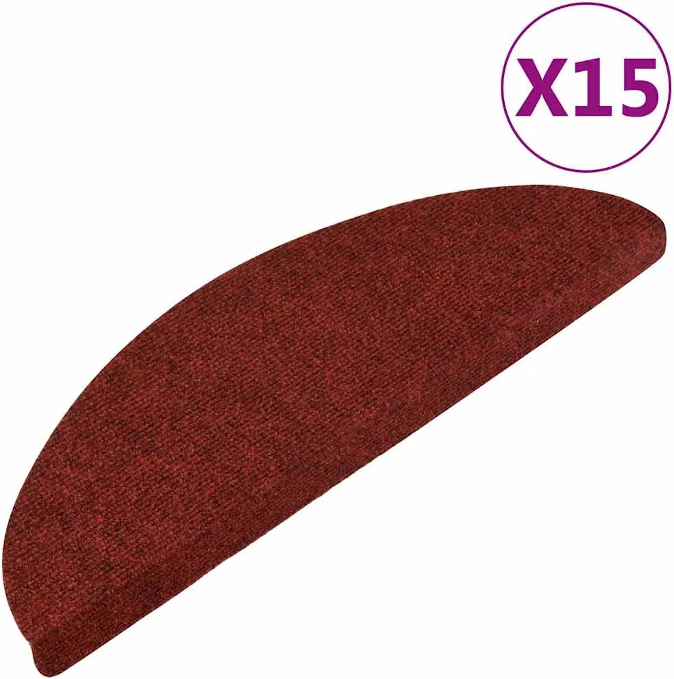 vidaXL 15 db piros lépcsőszőnyeg 56x17x3 cm