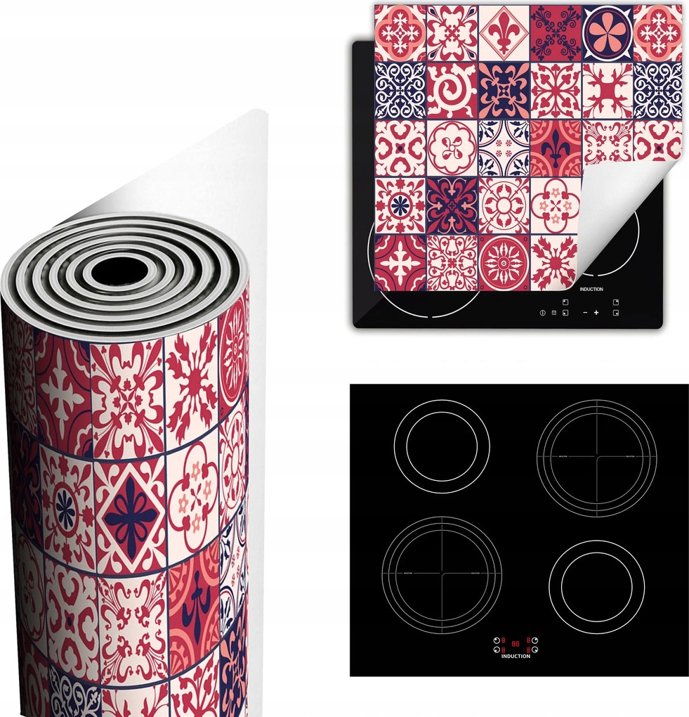 Tűzhelyvédő Szőnyeg Több Helyet Biztosít 60x52 piros mozaik