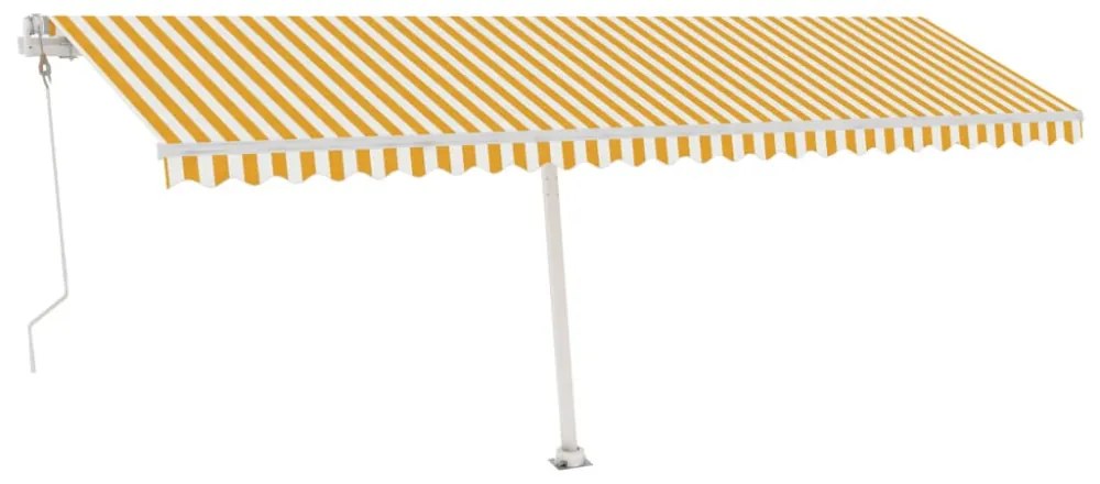 sárga-fehér szélérzékelős és LED-es napellenző 600 x 350 cm