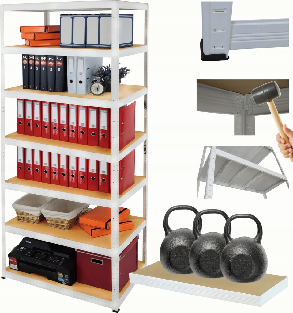 Tárolószekrény fém állvány Helios 270x75x50cm 7Px350kg Tömör Magas