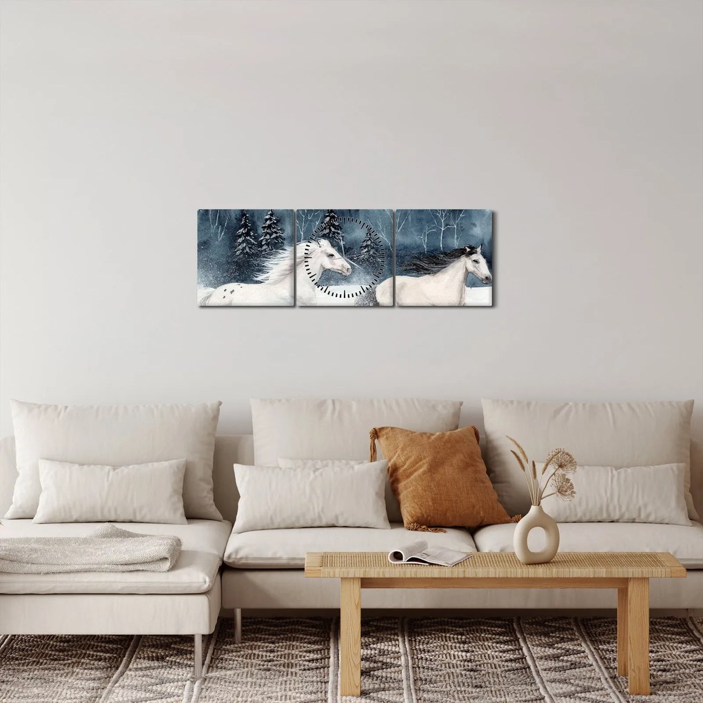 Festett lovak képe (órával) (90x30 cm)