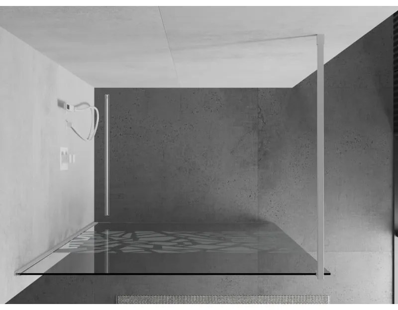 Mexen Kioto, Walk-In zuhany paraván 80 x 200 cm, 8mm átlátszó / fehér üvegminta, fehér profil, 800-080-101-20-85