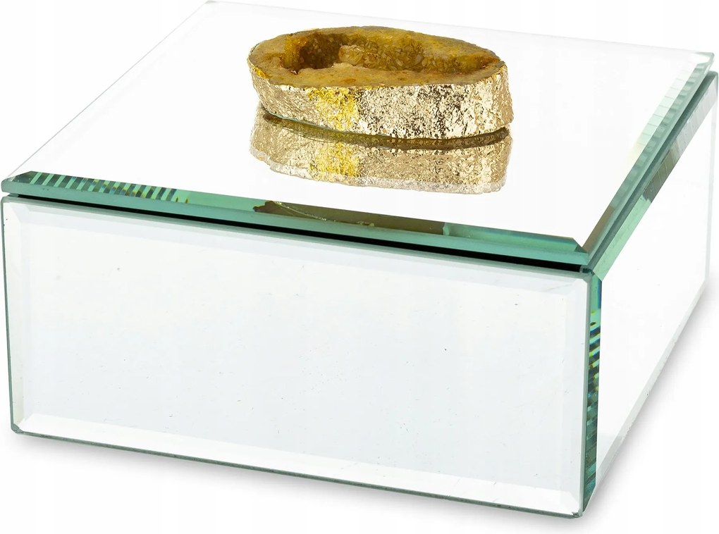 Tükör Ezüst Ékszerdoboz Csillogó Arany Kő