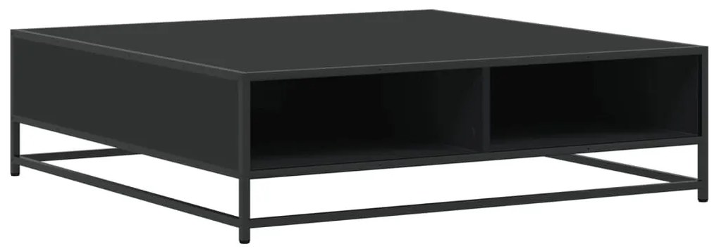 fekete szerelt fa és fém dohányzóasztal 100 x 100 x 30 cm