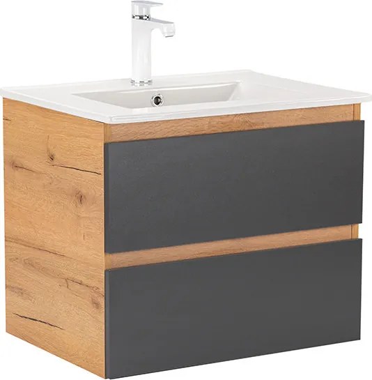 Vario Forte 60 alsó szekrény mosdóval tölgy-antracit
