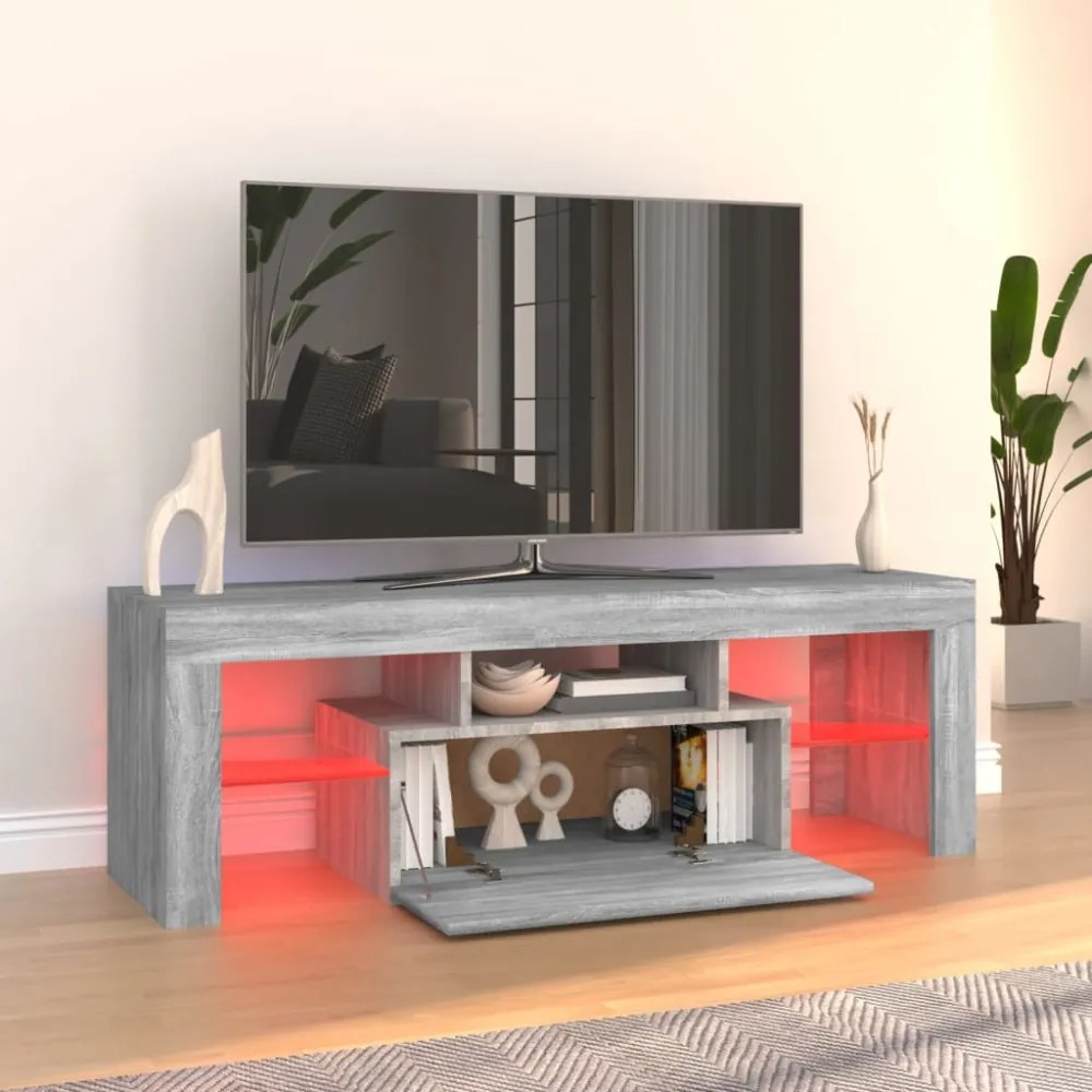 szürke sonoma színű TV-szekrény LED-lámpákkal 120 x 35 x 40 cm