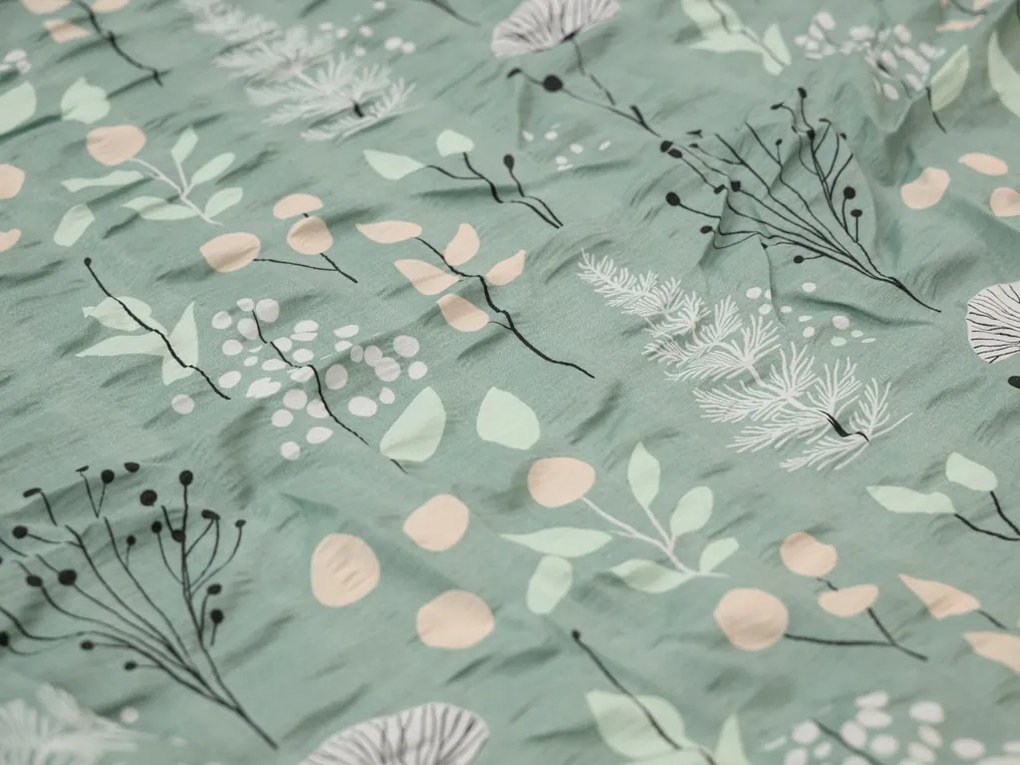 Krepp ágynemű WILD FLOWERS mentás Ágyneműhuzat mérete: 70 x 90 cm | 140 x 200 cm