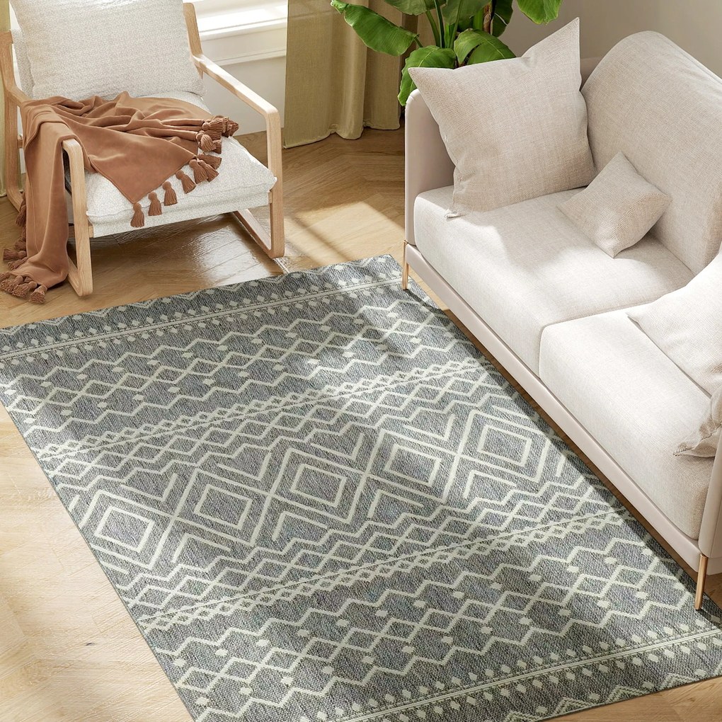 HOMCOM Lépcsős Szőnyeg Mosható Csúszásmentes Konyhai Szőnyeg Boho Dizájnnal Erkélyre, Nappaliba & Konyhába, 170 x 120 cm, Szürke | Aosom