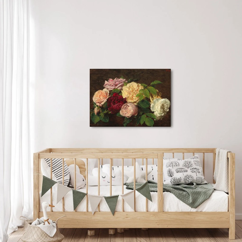 Kép - Henri Fantin-Latour, Roses de Nice on a Table, reprodukciók (70x50 cm)