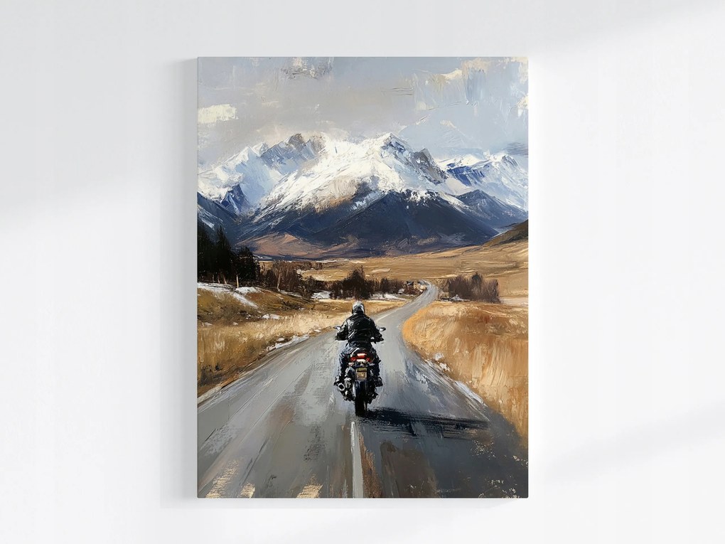 Vászonkép Canvas Motorkerékpár Út Országút Hegyek Utazás Vezetés 75x100