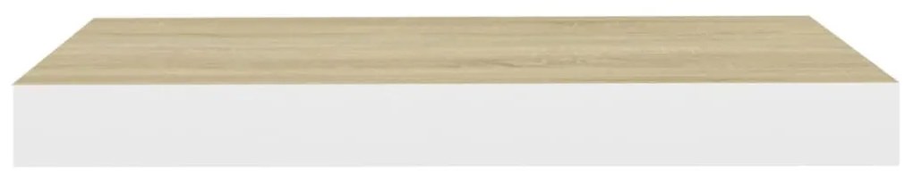 4 db tölgyszínű és fehér MDF lebegő fali polc 40 x 23 x 3,8 cm