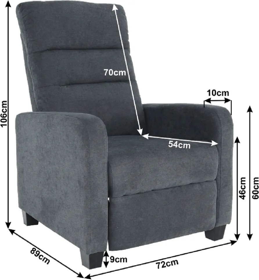 Relaxáló fotel, szürke, TURNER