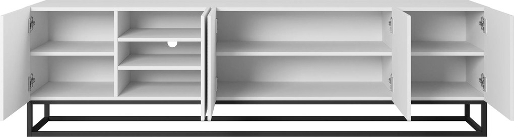 Asha TV-szekrény 200 cm fémlábakon - matt fehér