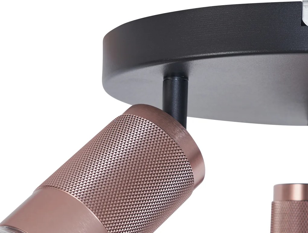 Kerek mennyezeti spotlámpa sötét bronz kerek 3-lámpás állítható - Veerle