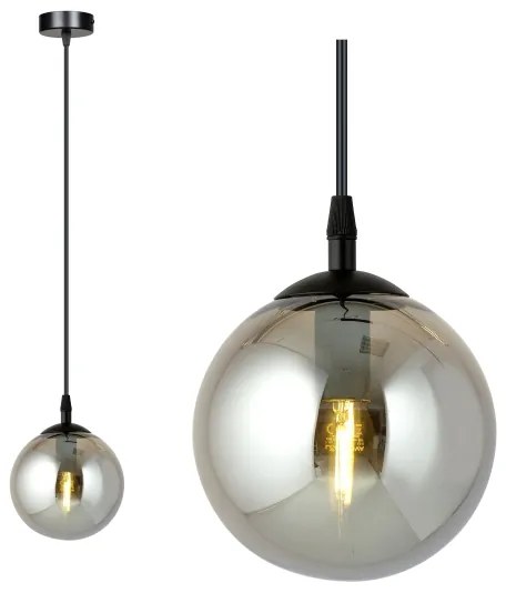 Csillár zsinóron COSMO 1xE14/10W/230V átm. 14 cm fekete/szürke