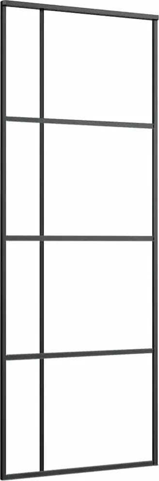 vidaXL fekete ESG üveg és alumínium tolóajtó 76x205 cm